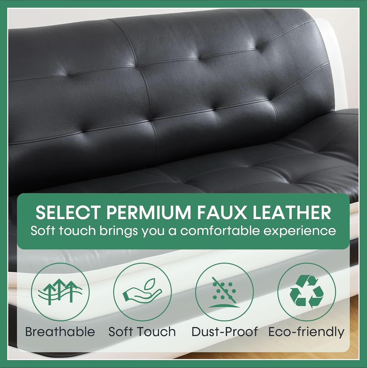 Leather Sofa Set 3 Piece Living Room Furniture In Black And White