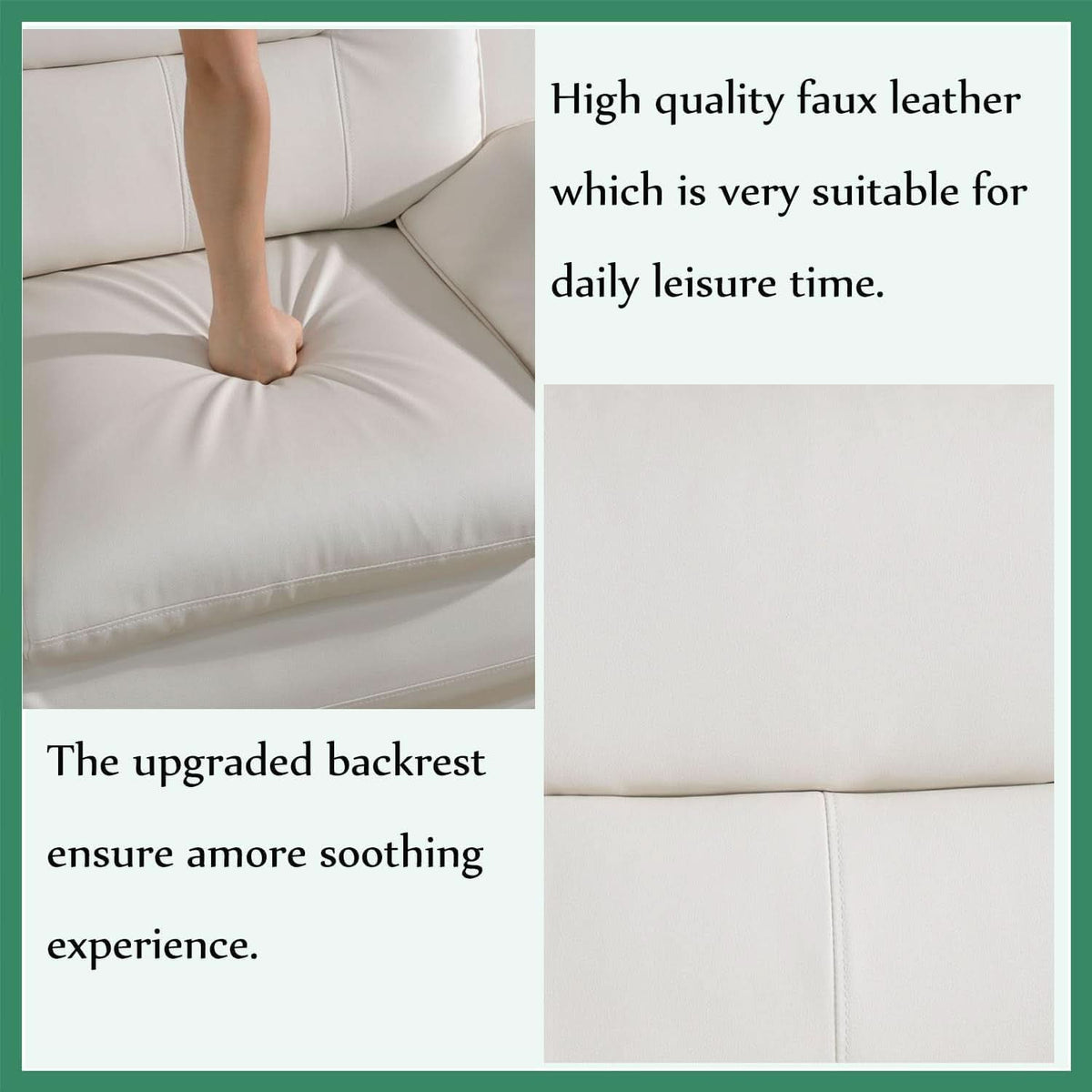 Leather Sofa Set 3 Piece White For Living Room Furniture