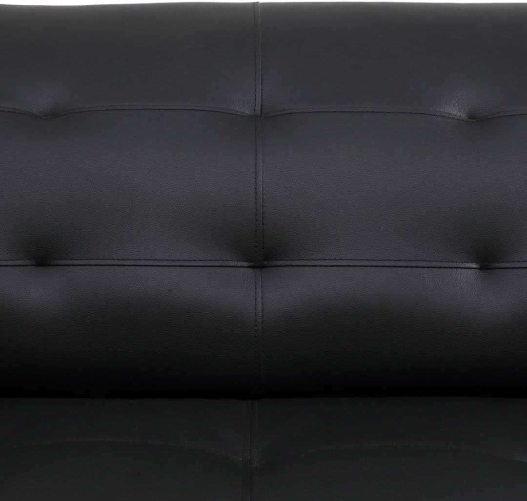 Leather Sofa Set for Living Room 3 Piece Black and White Modern