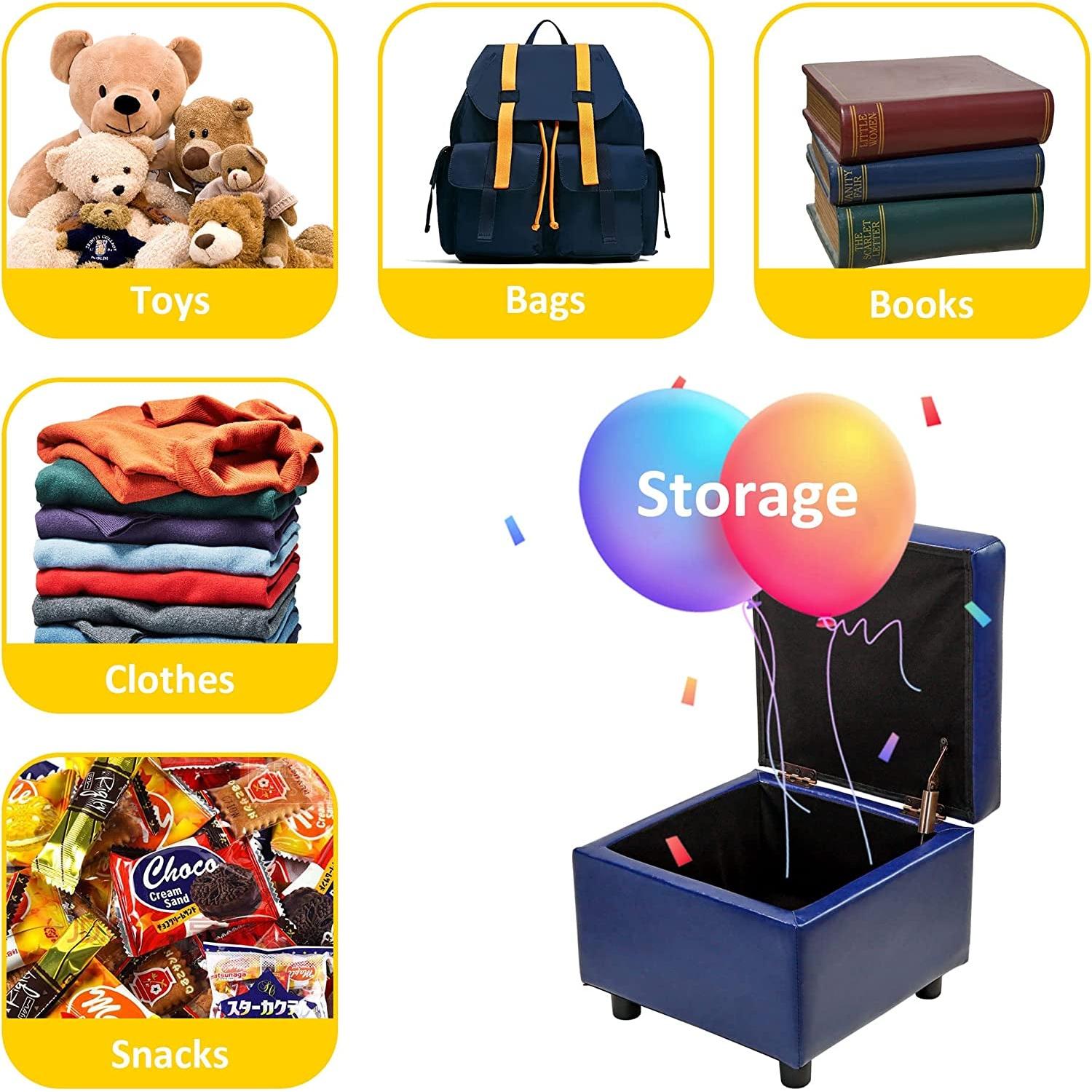 Leather Storage Ottoman Foot Rest Cube For Living Room