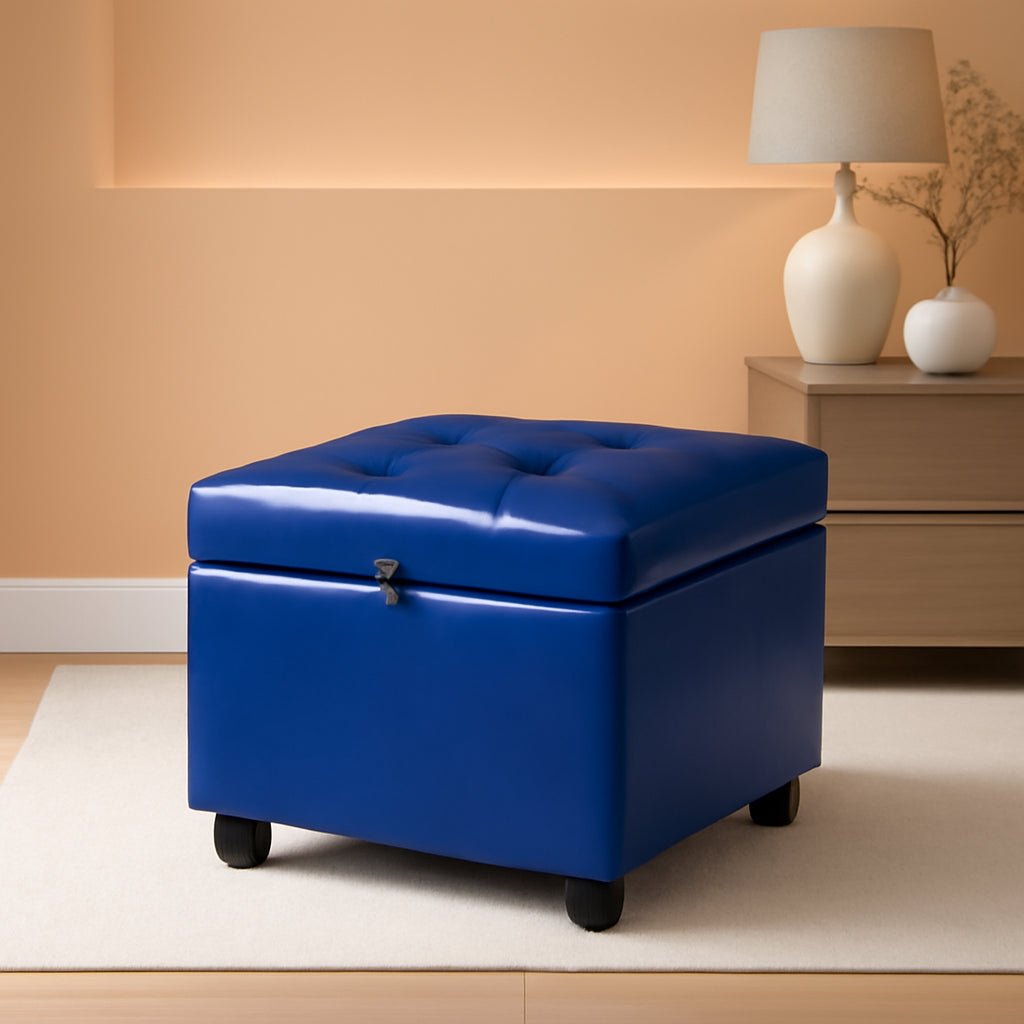 Leather Storage Ottoman Foot Rest Cube For Living Room
