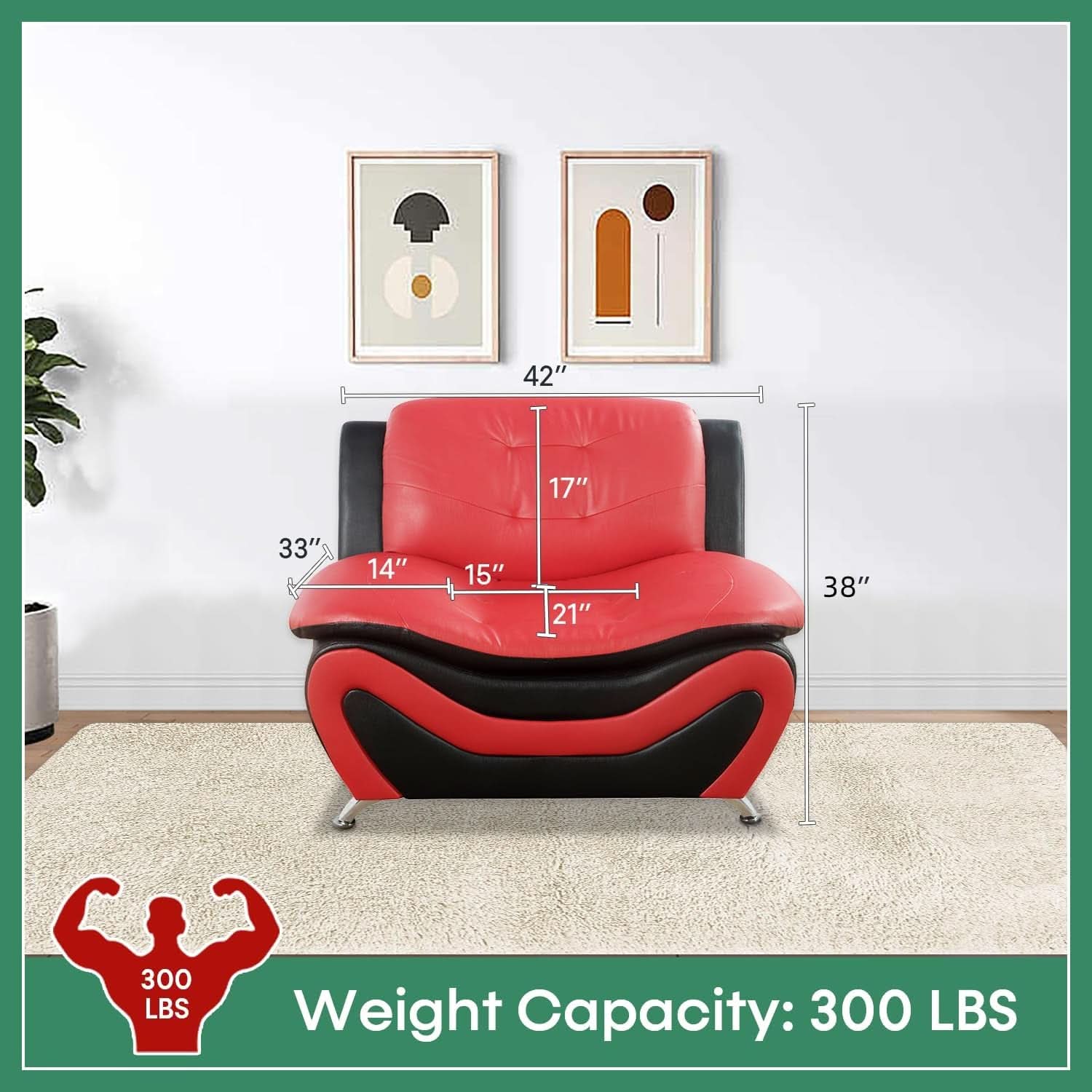 Leather Three Piece Living Room Sofa Set Black And Red