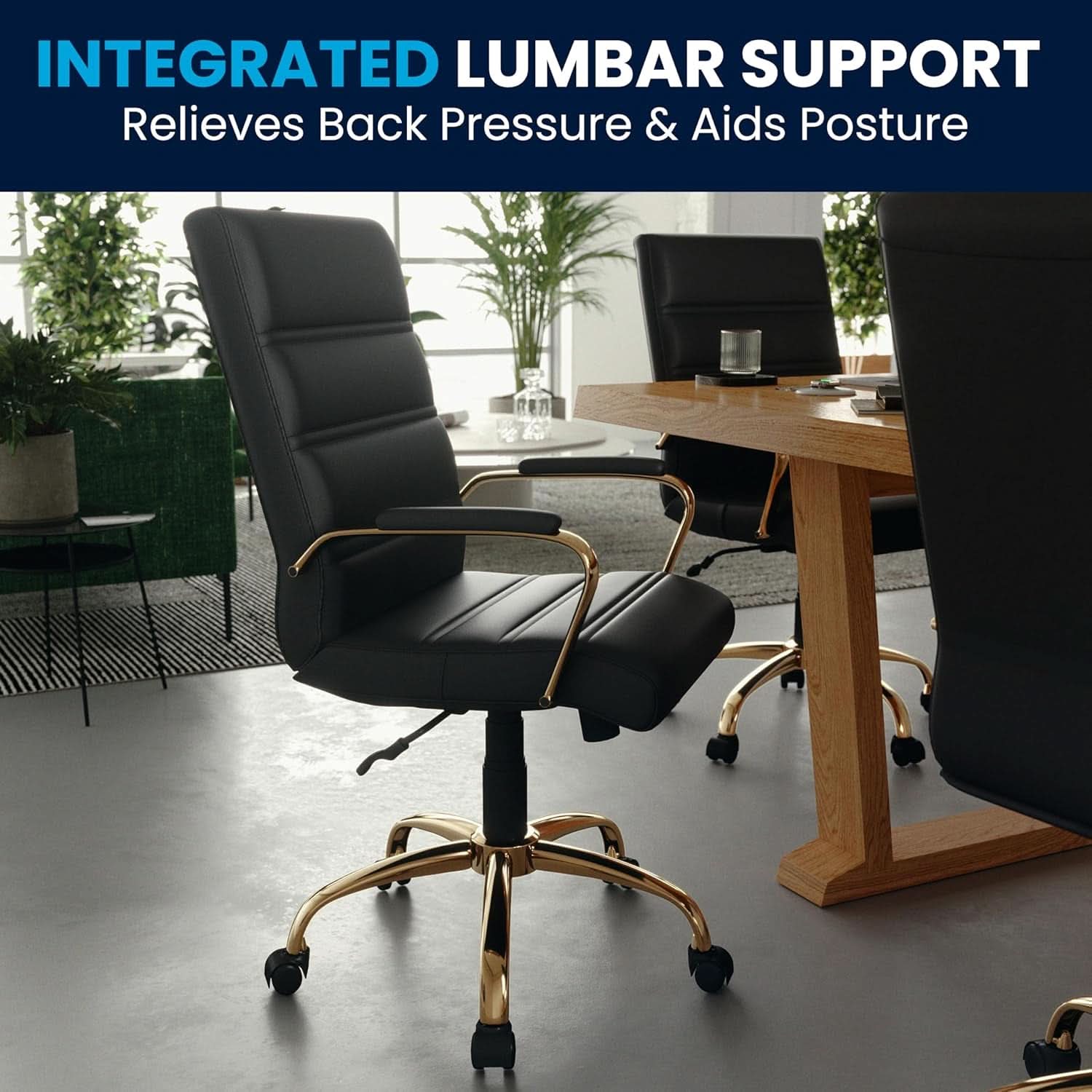 LeatherSoft Mid-Back Office Chair With Adjustable Height