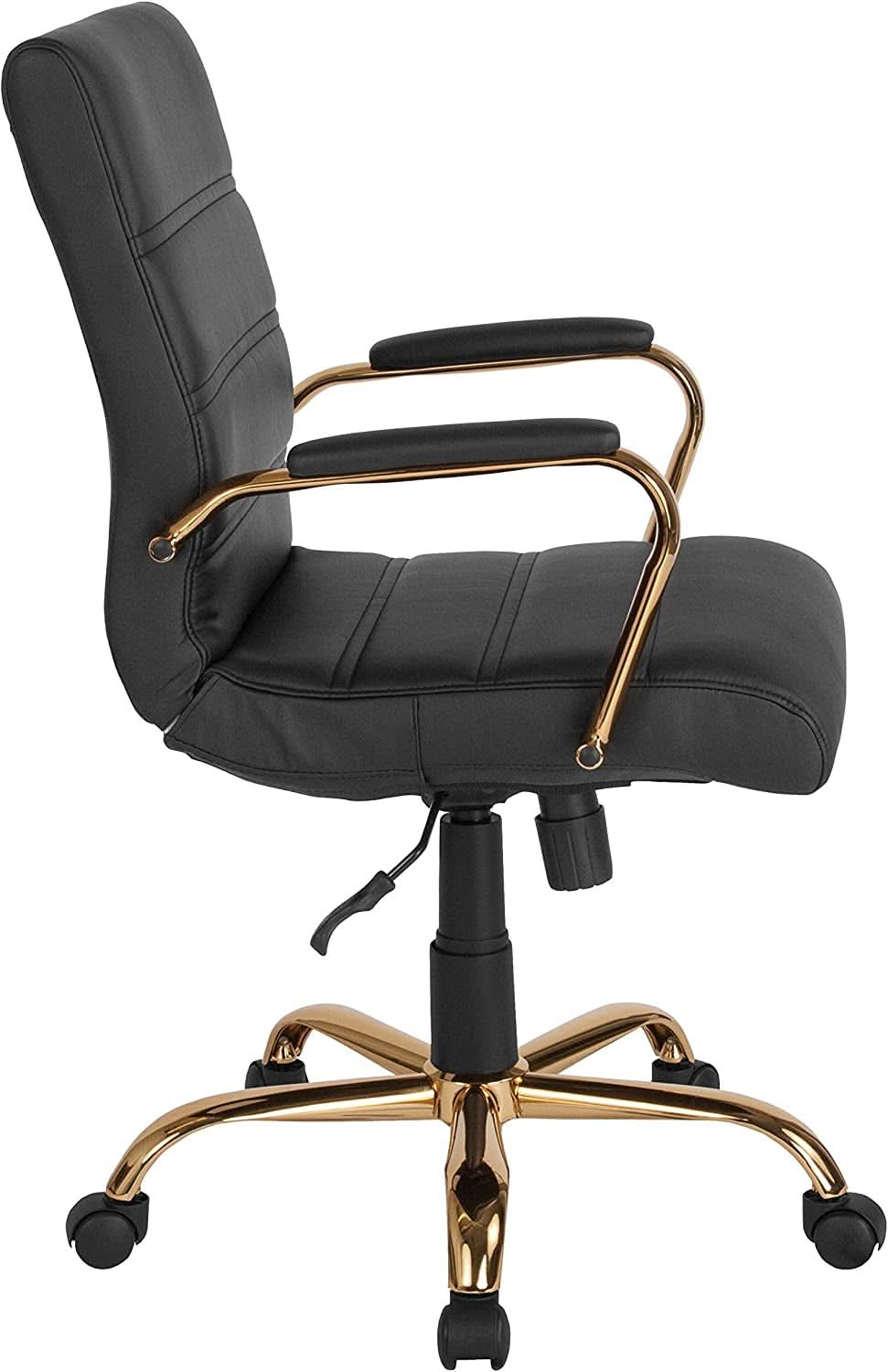 LeatherSoft Mid-Back Office Chair With Adjustable Height
