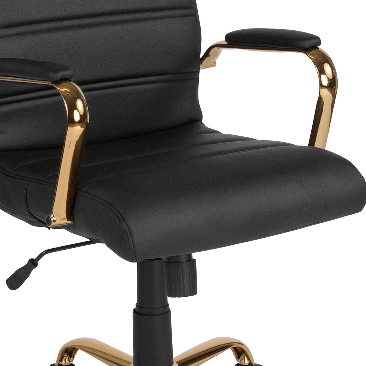 LeatherSoft Mid-Back Office Chair With Adjustable Height