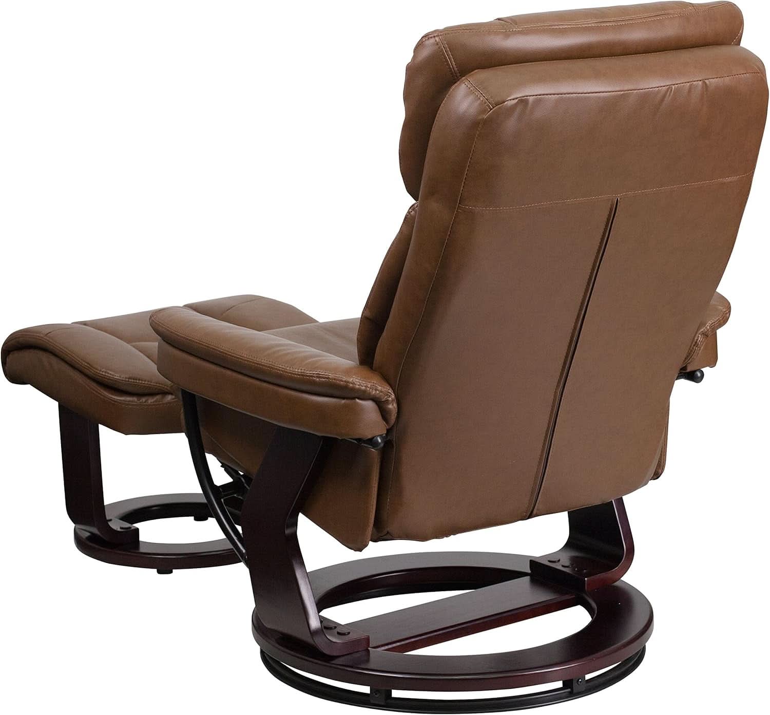 Leathersoft Recliner With Ottoman Palimino Swivel