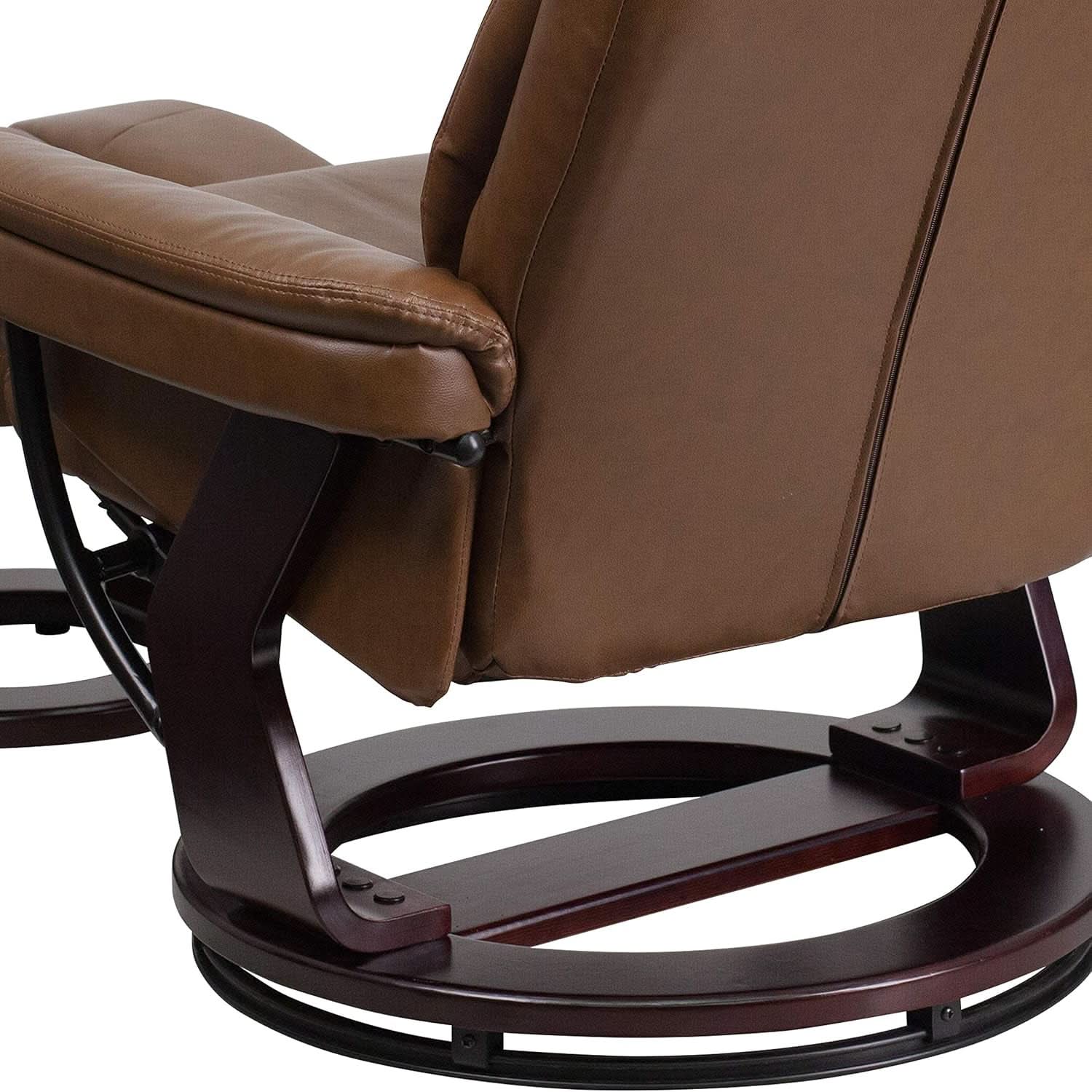 Leathersoft Recliner With Ottoman Palimino Swivel
