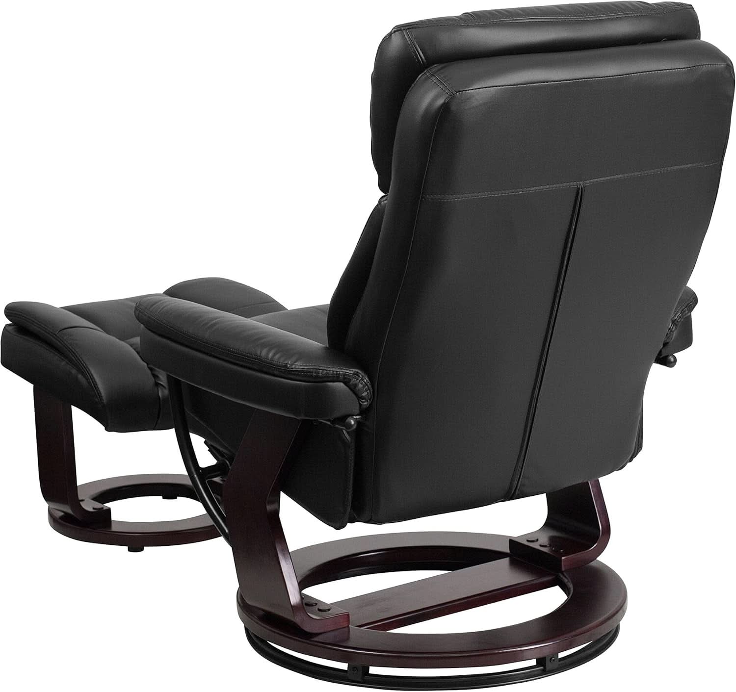 Leathersoft Upholstered Recliner With Ottoman Black