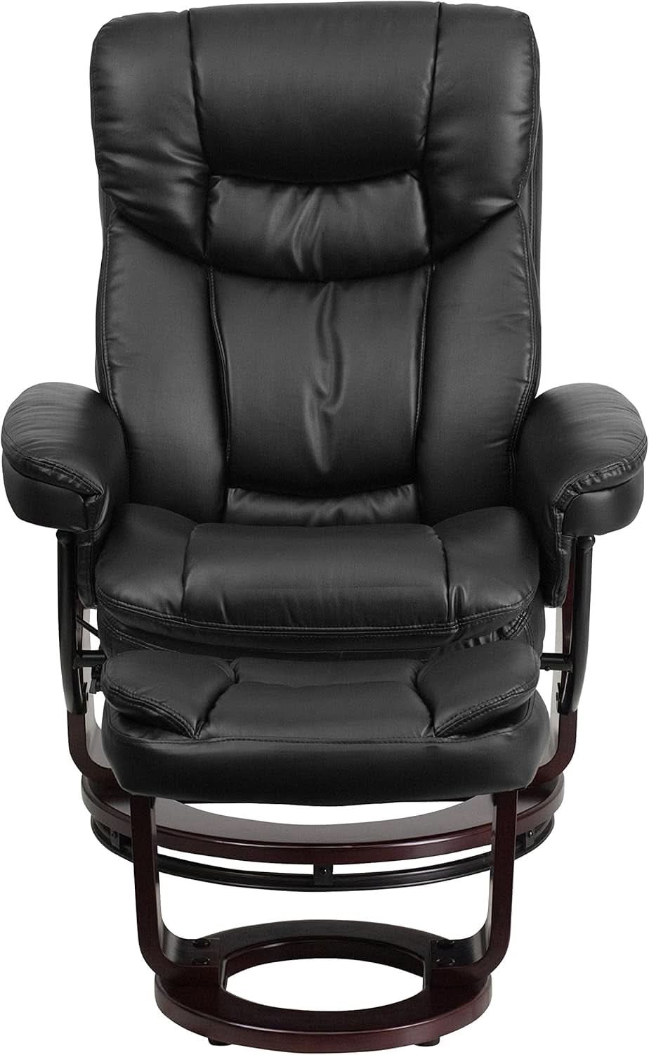 Leathersoft Upholstered Recliner With Ottoman Black