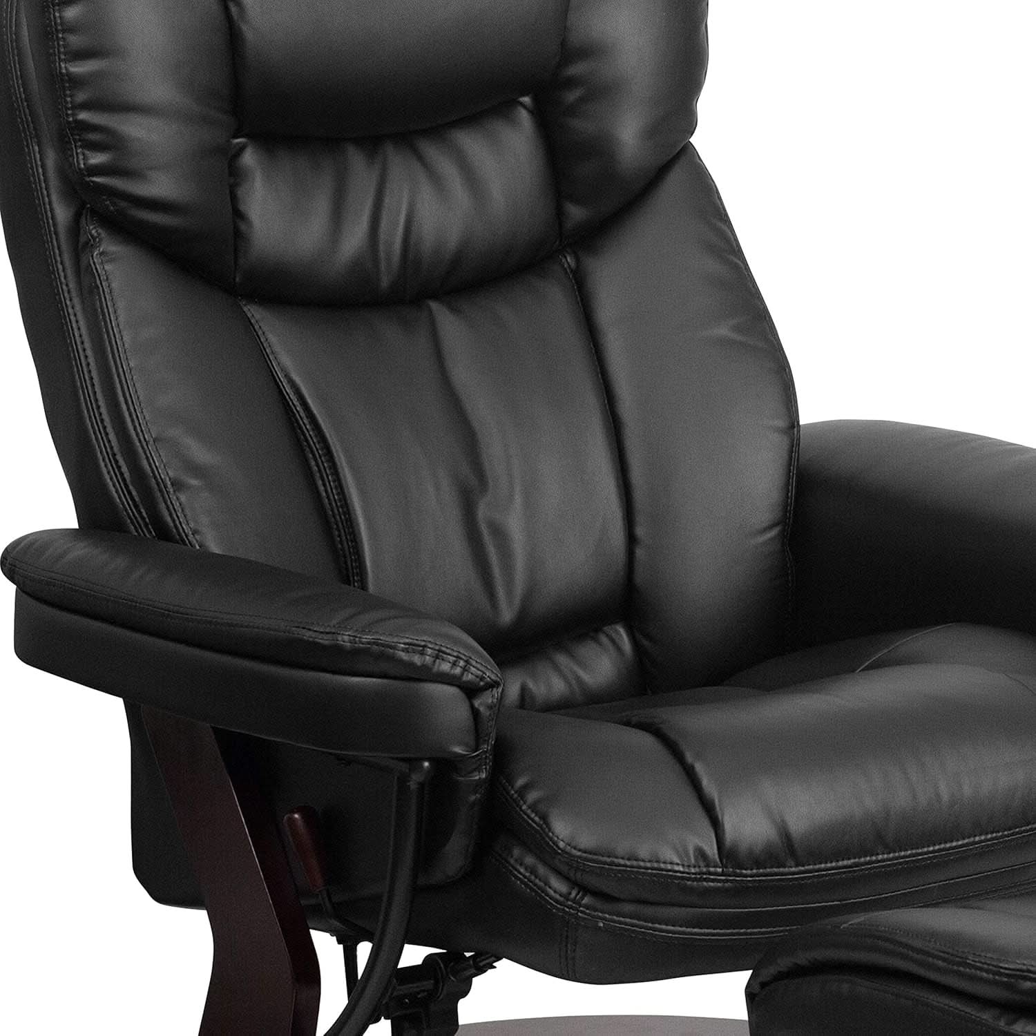 Leathersoft Upholstered Recliner With Ottoman Black