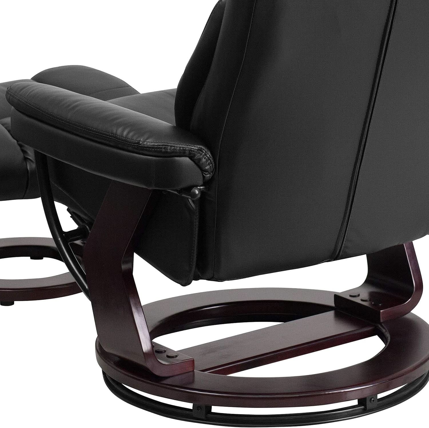 Leathersoft Upholstered Recliner With Ottoman Black