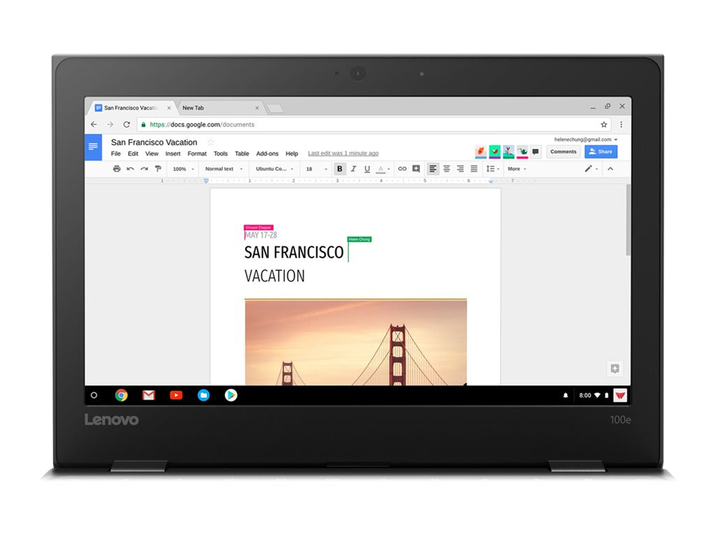 Lenovo 100e Chromebook (2nd Gen) MTK 81QB - MT8173c - Chrome OS - PowerVR GX6250 - 4 GB RAM - 32 GB eMMC - 11.6 TN 1366