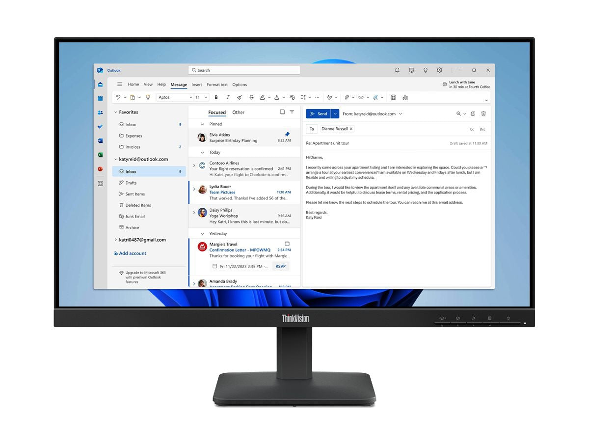 Lenovo 23.8" IPS FHD Monitor 100Hz 99% sRGB Borderless Display