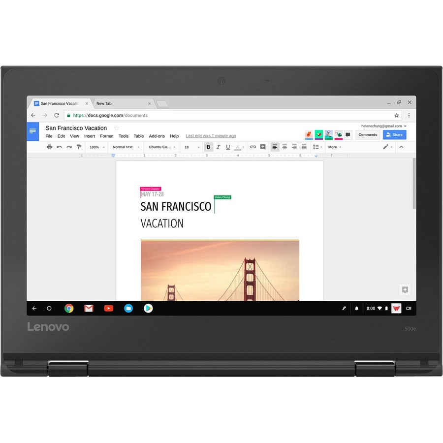 Lenovo 500E Chromebook 2Nd Gen 81Mc004Wus 11.6" Touchscreen Convertible 2 In 1 Chromebook - Hd - 1366 X 768 - Intel Celeron N4120 Quad-Core (4 Core) 1.10 Ghz - 4 Gb Total Ram - 32 Gb Flash Memory - Gray