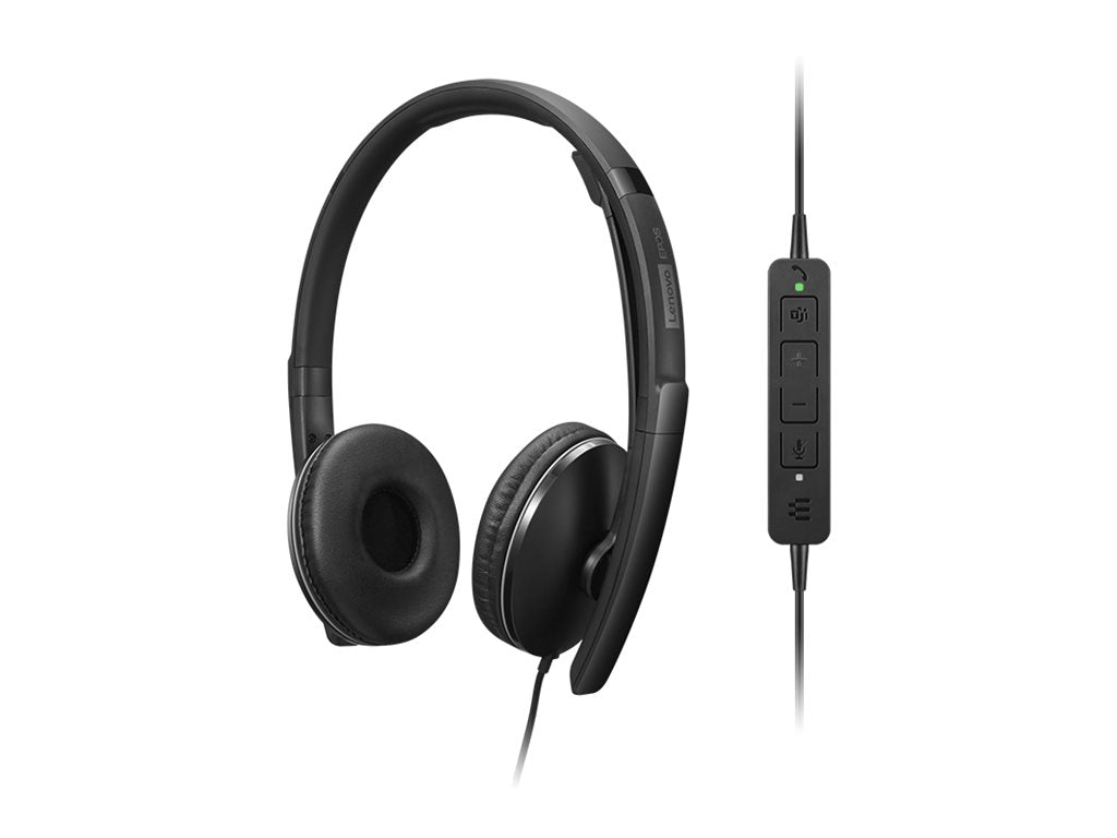 Lenovo Gen 2 - Headset - on-ear - wired - USB-C - black - Zoom Certified 4XD1M39029