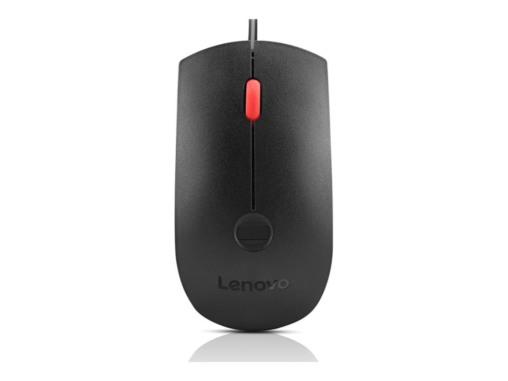 Lenovo - Mouse - ergonomic - optical - 3 buttons - wired - USB-A - black - brown box - CRU 4Y51M03357