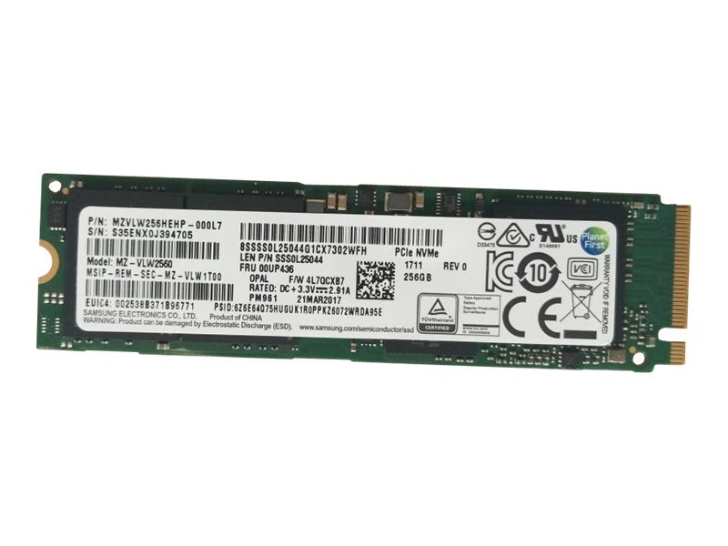 Lenovo - SSD - encrypted - 256 GB - internal - M.2 2280 - PCIe 3.0 x4 (NVMe) - TCG Opal Encryption - FRU, CRU - Tier 2