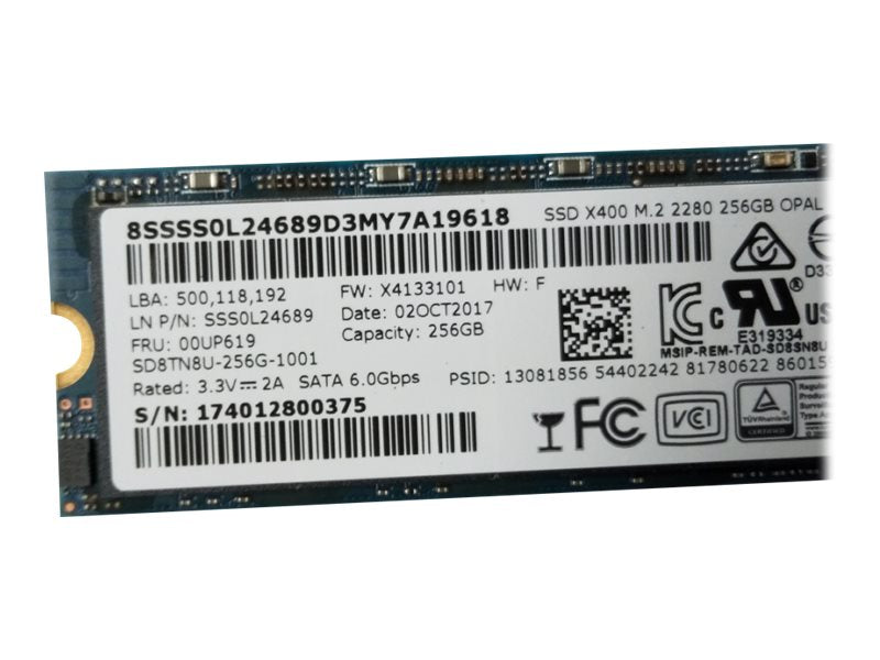 Lenovo - SSD - encrypted - 256 GB - internal - M.2 2280 - SATA 6Gb/s - TCG Opal Encryption - FRU - for ThinkPad T460; X1
