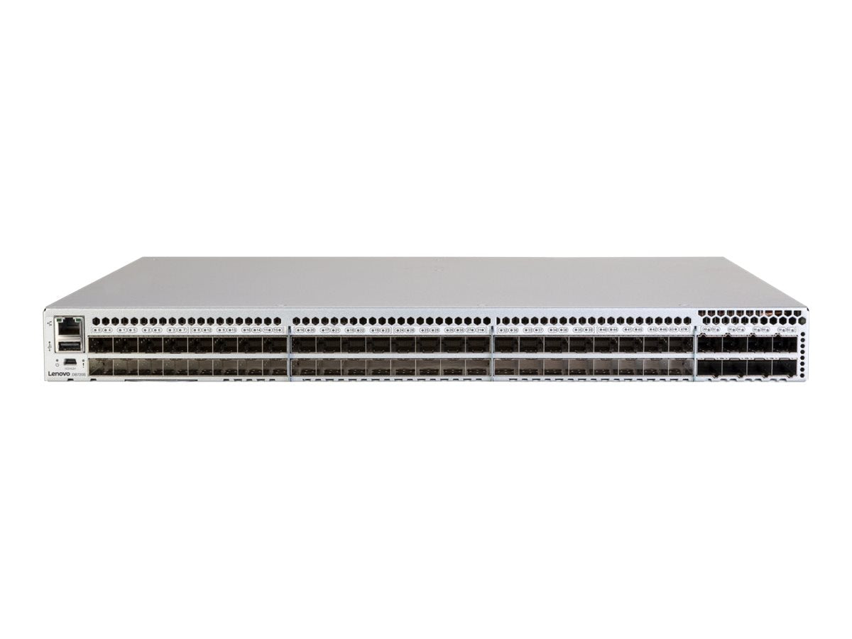 Lenovo ThinkSystem DB720S - Switch - managed - 24 x 64Gb Fibre Channel SFP+ - desktop, rack-mountable - with 24x 64 Gbps SW SFP+ 7D5JA001WW