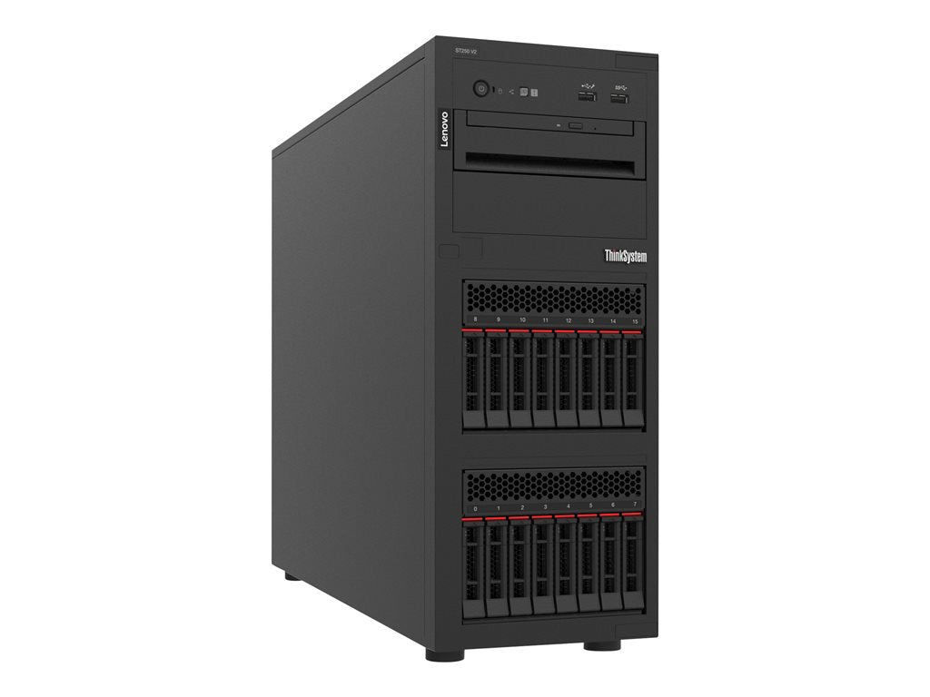 Lenovo ThinkSystem ST250 V2 7D8F - Server - tower 4U - 1-way - 1 x Xeon E-2334 / up to 4.8 GHz - RAM 16 GB - hot-swap 3.5 bay(s) 7D8FA02YNA