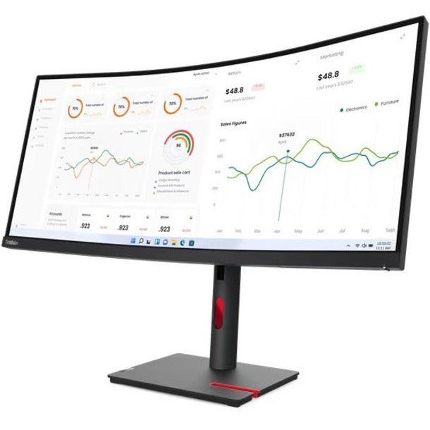 Lenovo ThinkVision T34w-30 34" UW-QHD Curved Screen LCD Monitor - 21:9 - Raven Black