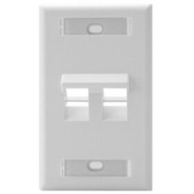 Leviton Angled Single-Gang Quickport Wallplate With Id Windows, 2-Port, White