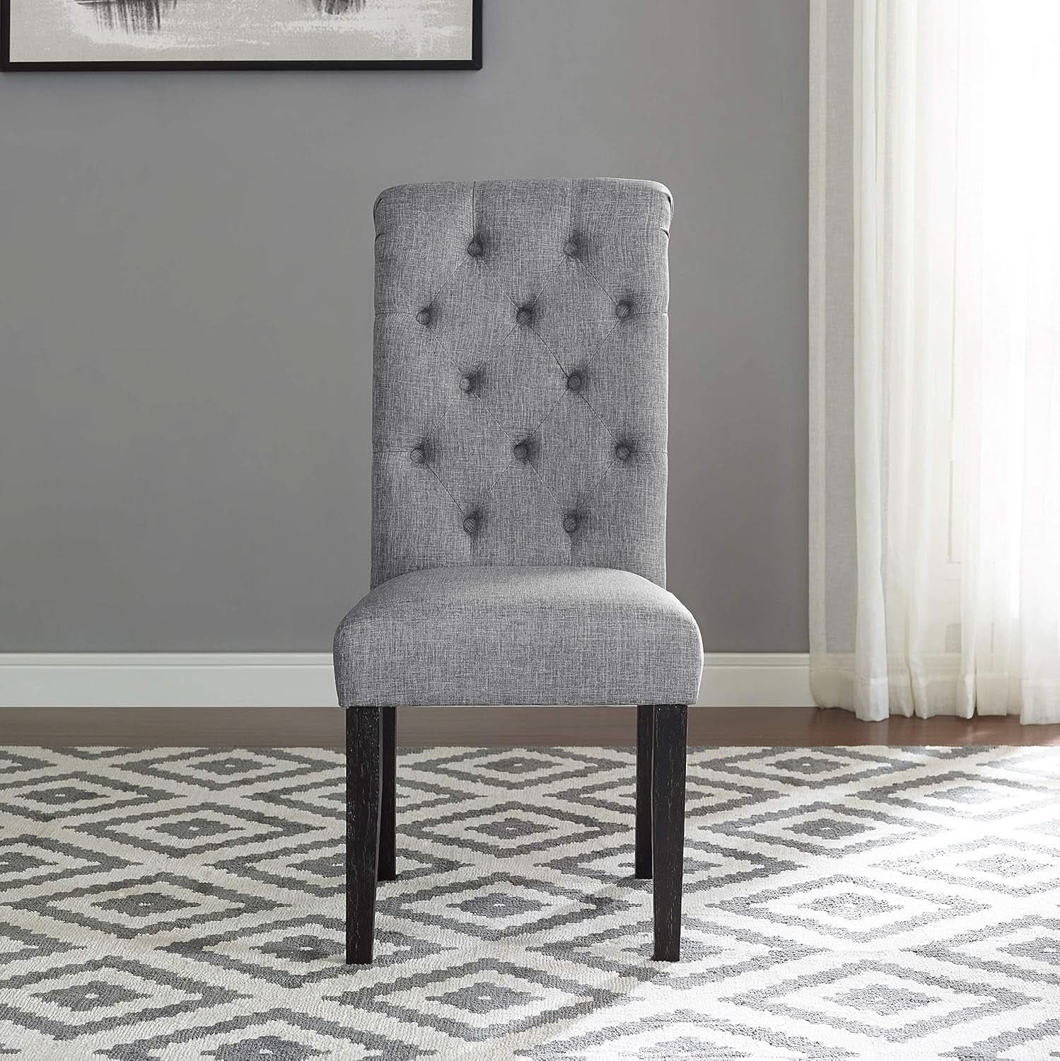 Leviton Gray Solid Wood Tufted Dining Chair Set Of 2
