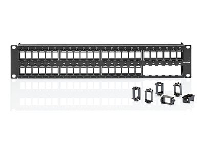 Leviton QuickPort - Patch panel - front loading, with vertical numbering - black - 2U - 19 - 48 ports"