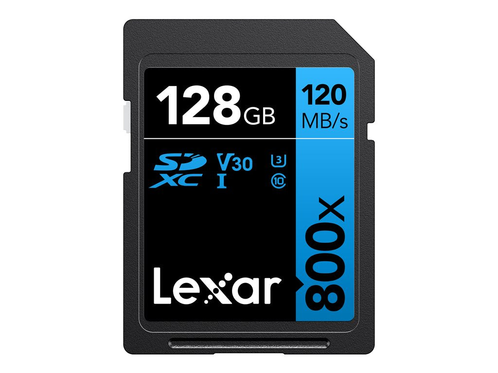 Lexar High Performance BLUE Series - Flash memory card - 128 GB - Video Class V30 / UHS-I U3 / Class10 - 800x - SDXC UHS-I LSD0800P128G-BNNNU