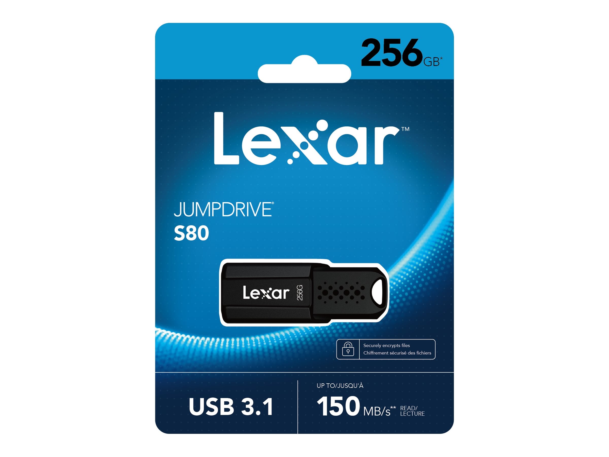 Lexar JumpDrive S80 - USB flash drive - 256 GB - USB 3.1 - black LJDS080256G-BNBNU