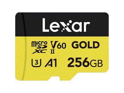 Lexar Professional GOLD Series - Flash memory card - 256 GB - A1 / Video Class V60 / UHS-II U3 - microSDXC UHS-II LMSGOLD256G-BNNNG