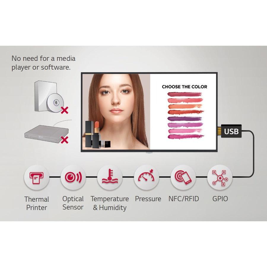 Lg 43Uh5F-H Signage Display Digital A-Board 109.2 Cm (43") Ips 500 Cd/M² 4K Ultra Hd Black Web Os 24/7