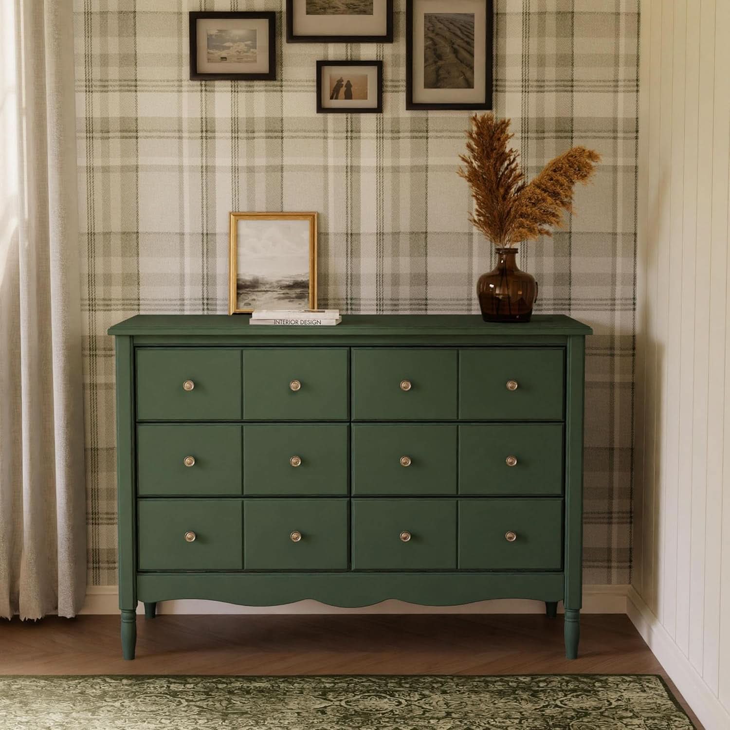 Liberty Forest Green Six Drawer Dresser With Knobs