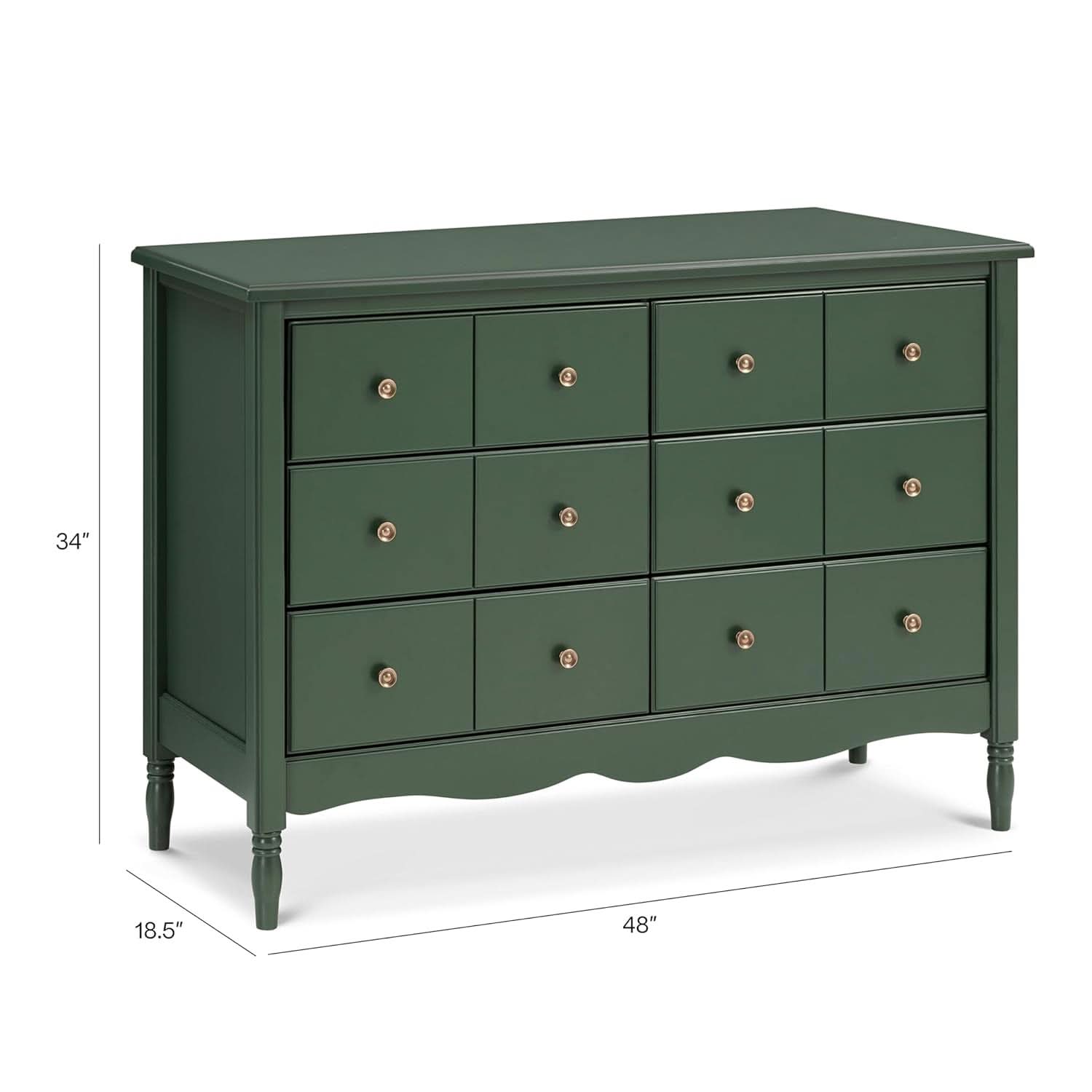 Liberty Forest Green Six Drawer Dresser With Knobs