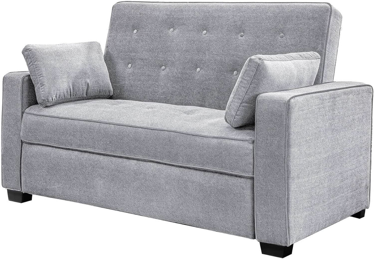 Lifestyle Solutions Ainsley Full Size Convertible Loveseat Light Grey