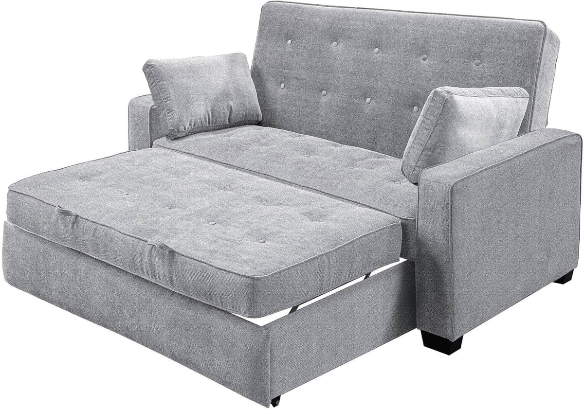Lifestyle Solutions Ainsley Full Size Convertible Loveseat Light Grey