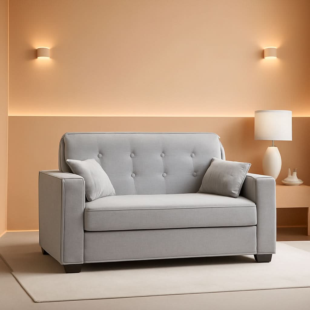 Lifestyle Solutions Ainsley Full Size Convertible Loveseat Light Grey