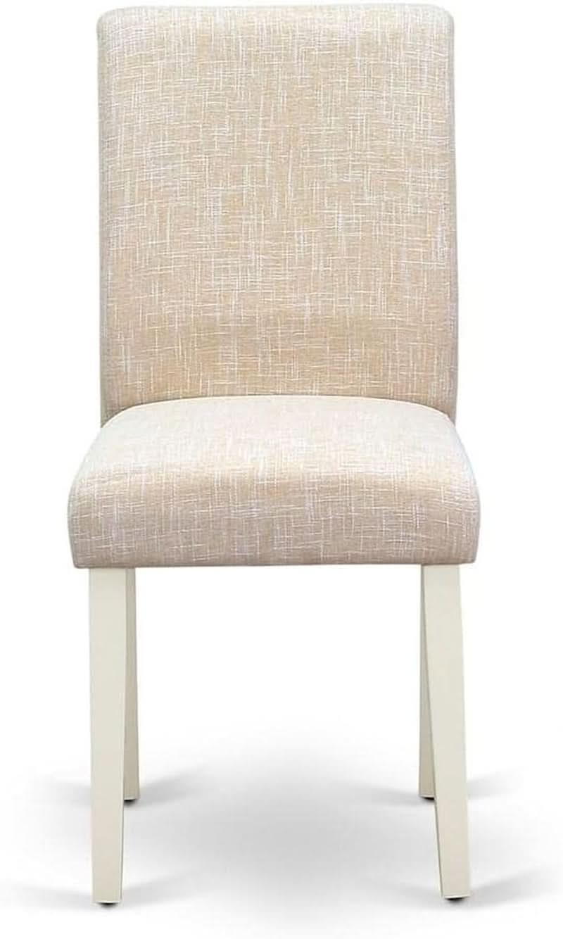 Light Beige Linen Upholstered Dining Chairs Set Of 2