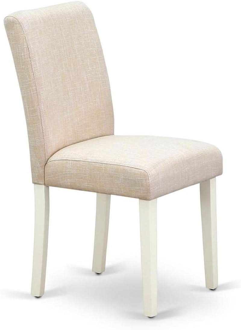 Light Beige Linen Upholstered Dining Chairs Set Of 2