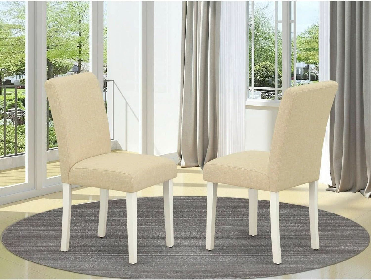 Light Beige Linen Upholstered Dining Chairs Set Of 2