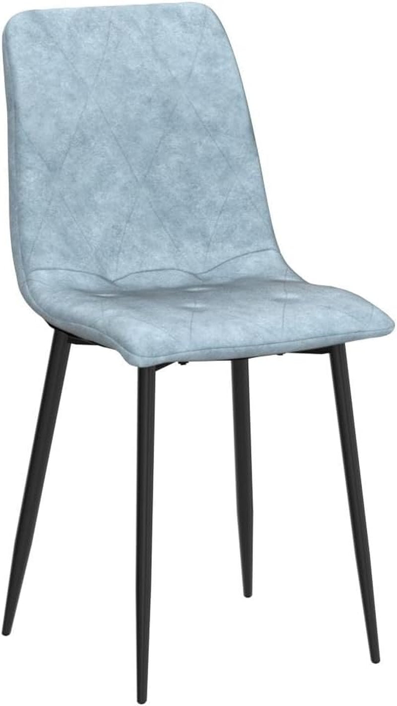 Light Blue Metal Frame Dining Chairs Set Of 4 With Cloth Seats
