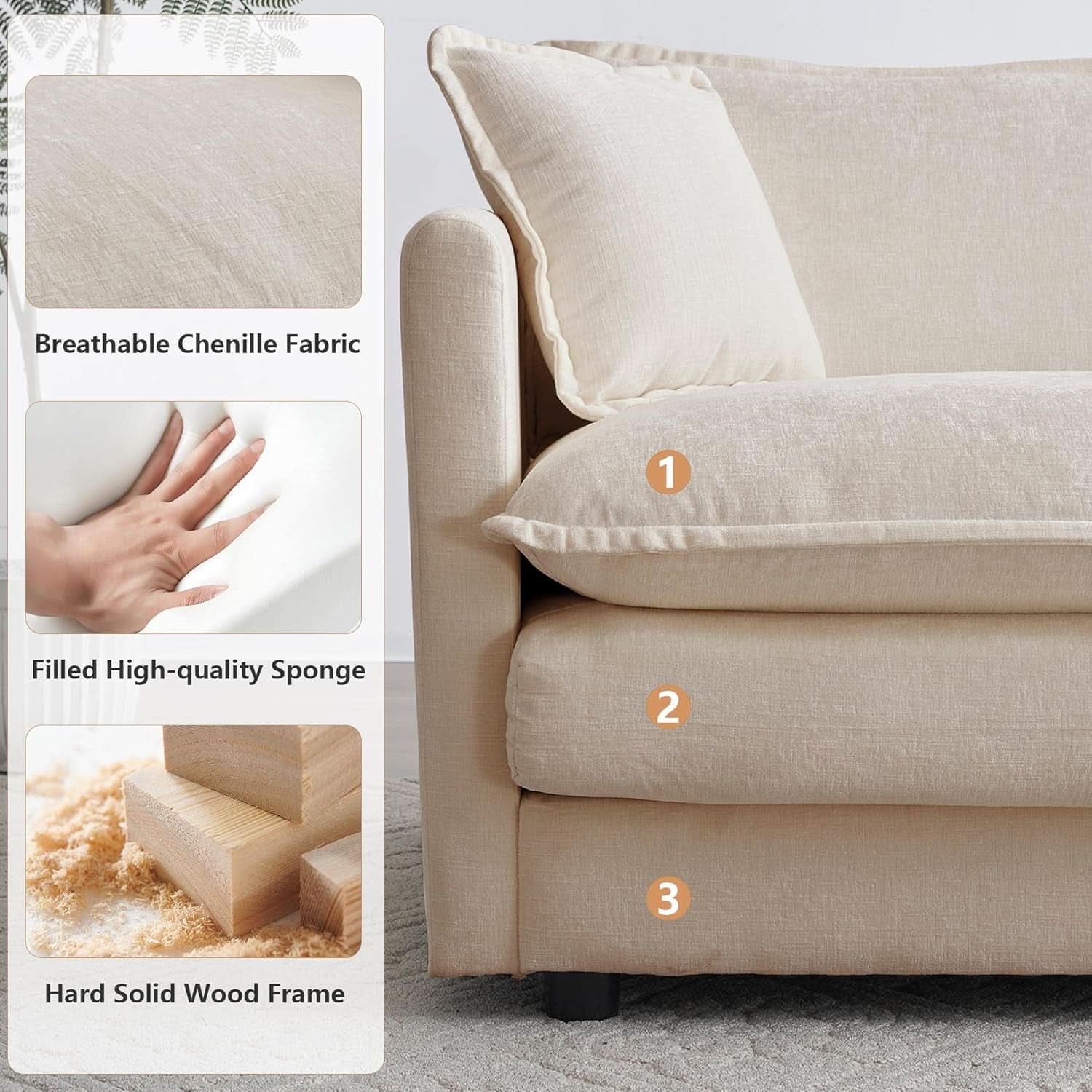 Light Coffee Chenille 2 Piece Loveseat Couch And Armchair