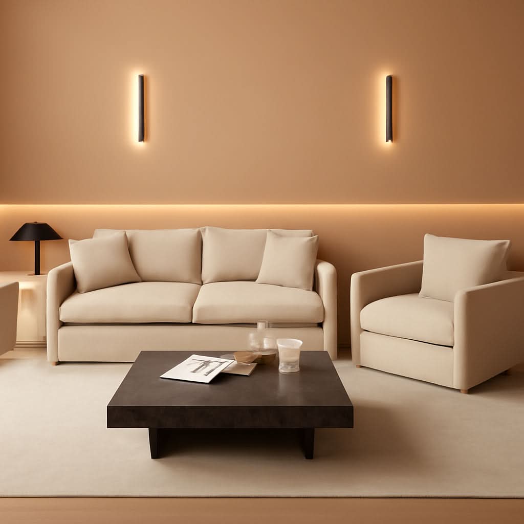 Light Coffee Chenille 2 Piece Loveseat Couch And Armchair