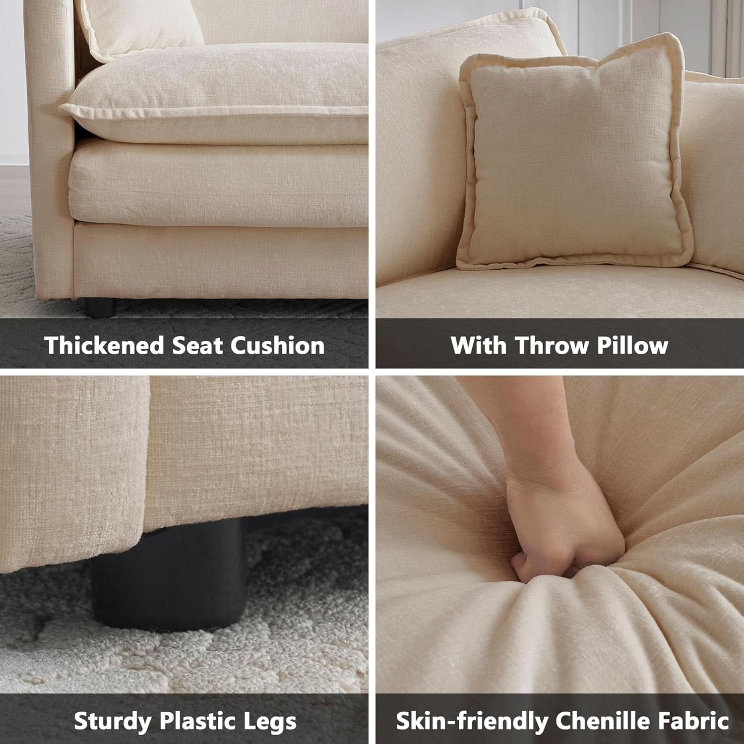 Light Coffee Chenille 3 Piece Sofa Set With Two Singles