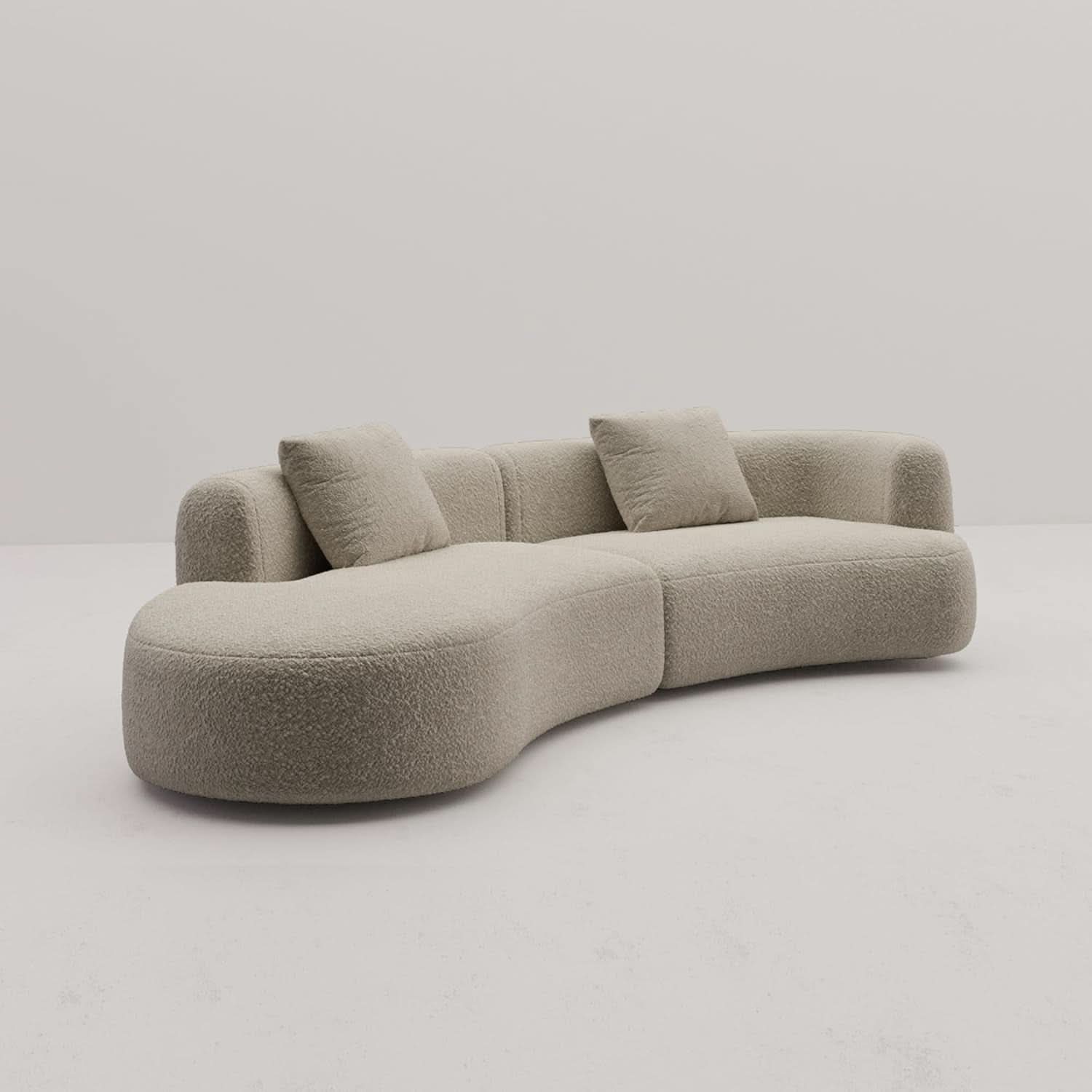 Light Coffee Curved Sectional Sofa For Living Room