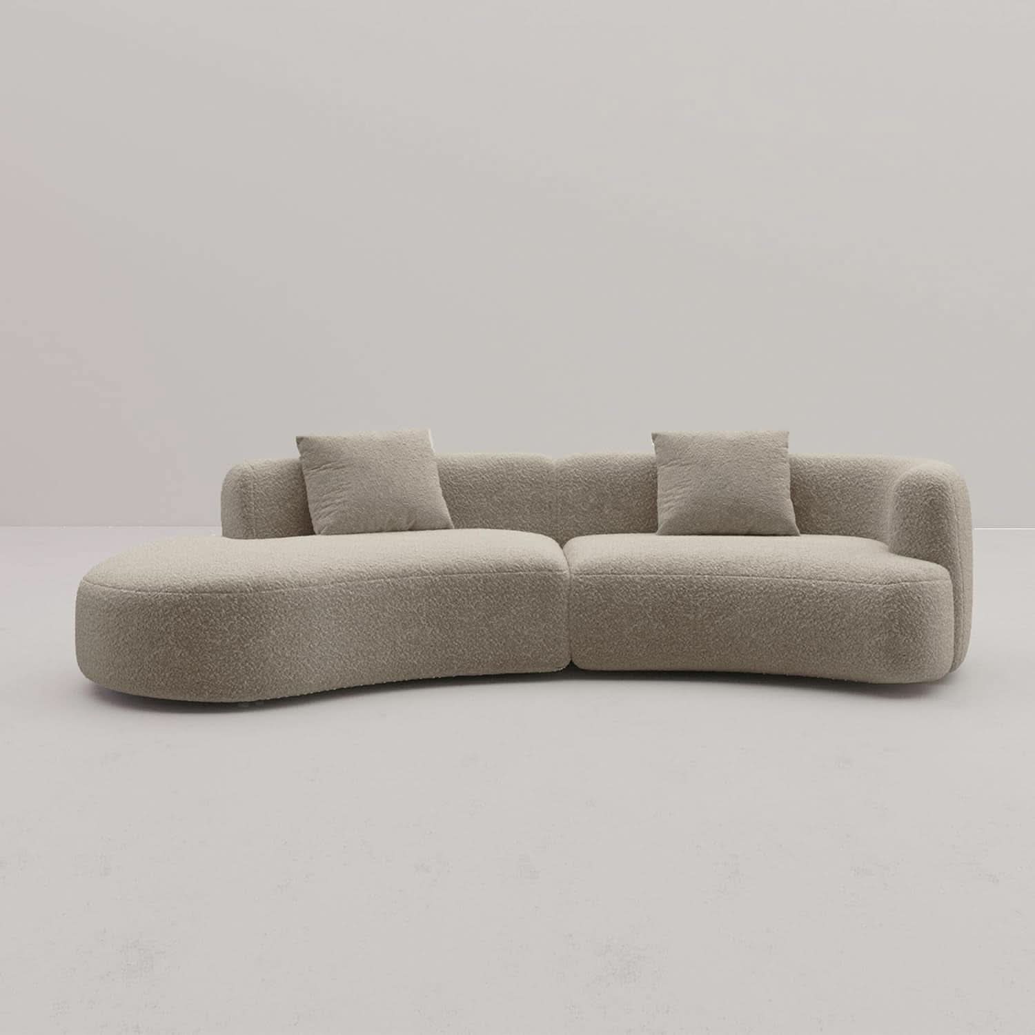 Light Coffee Curved Sectional Sofa For Living Room