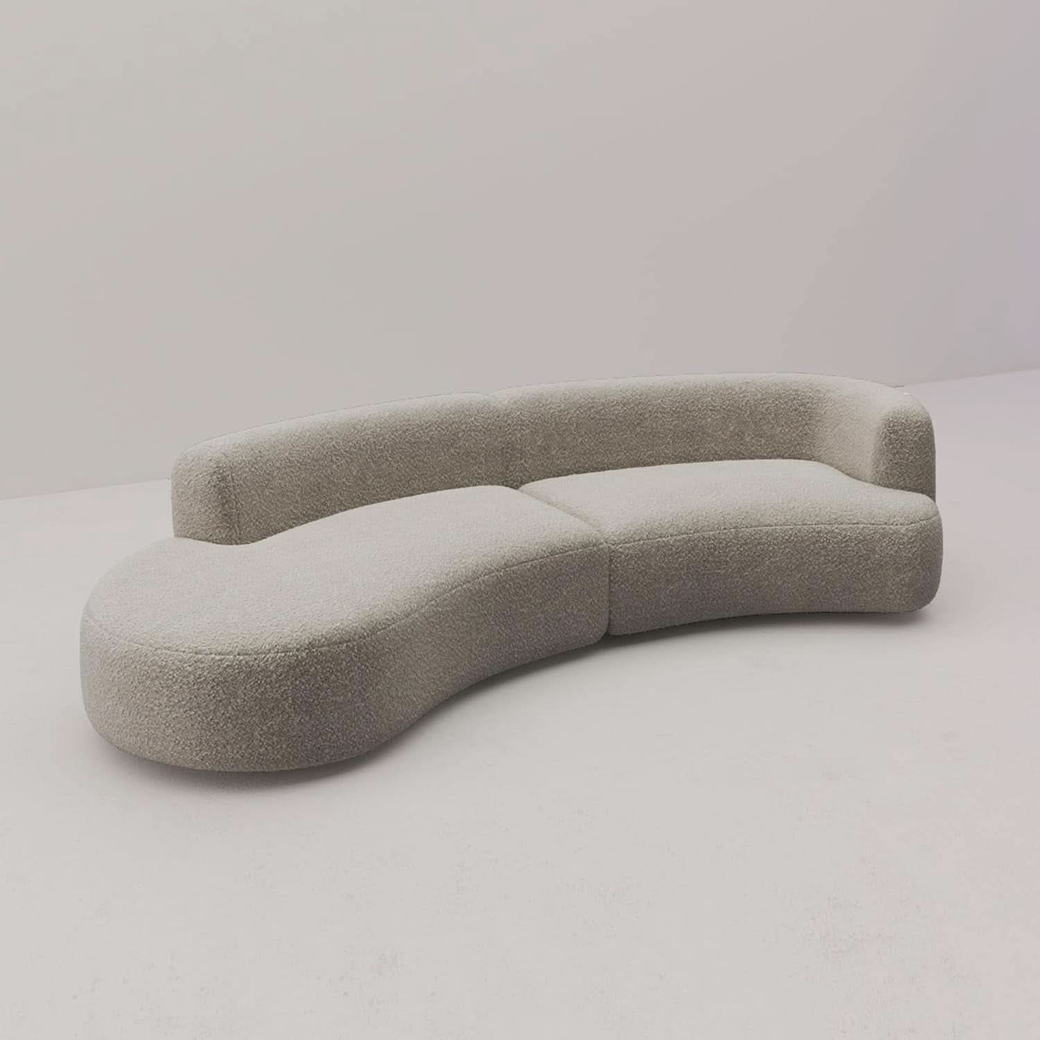 Light Coffee Curved Sectional Sofa For Living Room