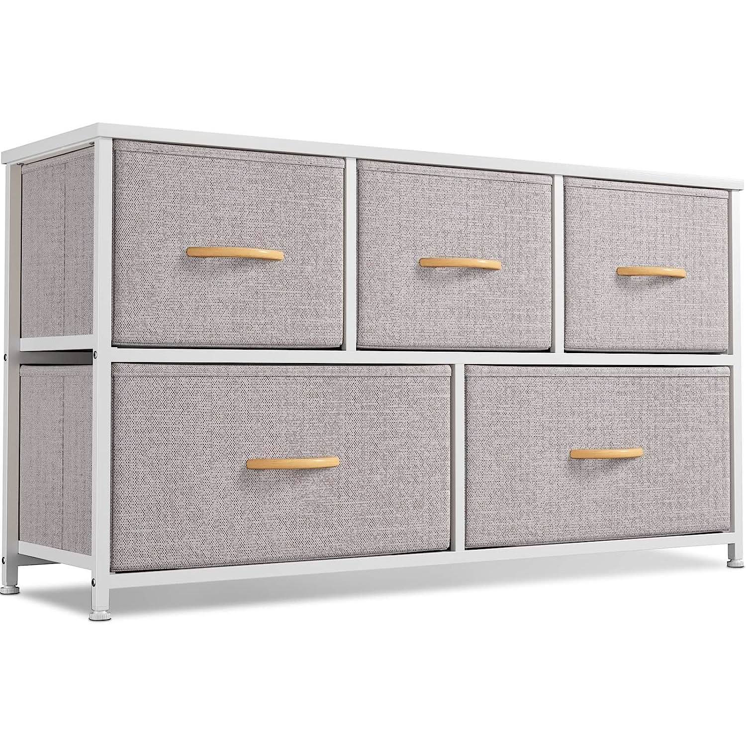 Light Gray 5 Drawer Dresser Tower Unit Small Size Modern