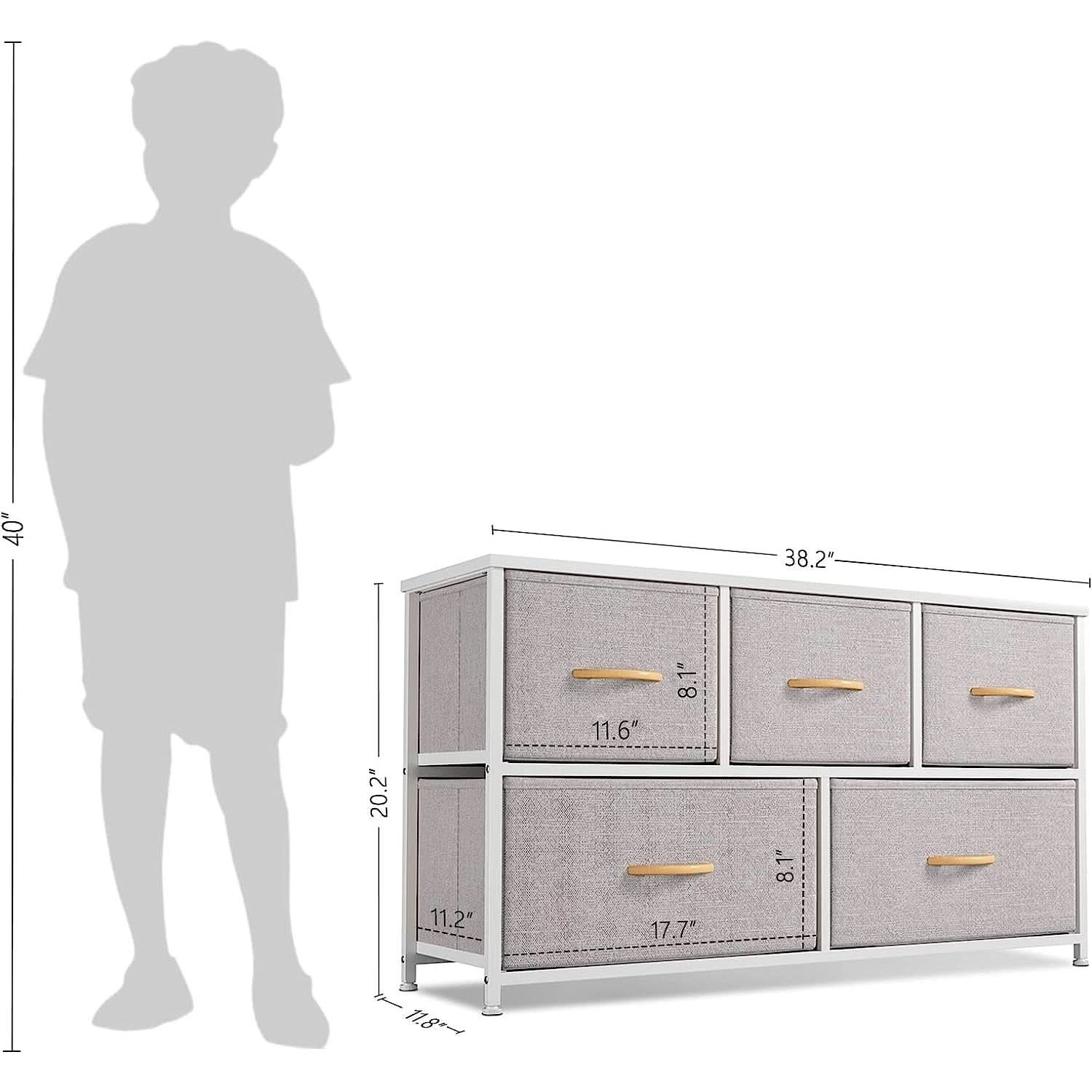 Light Gray 5 Drawer Dresser Tower Unit Small Size Modern