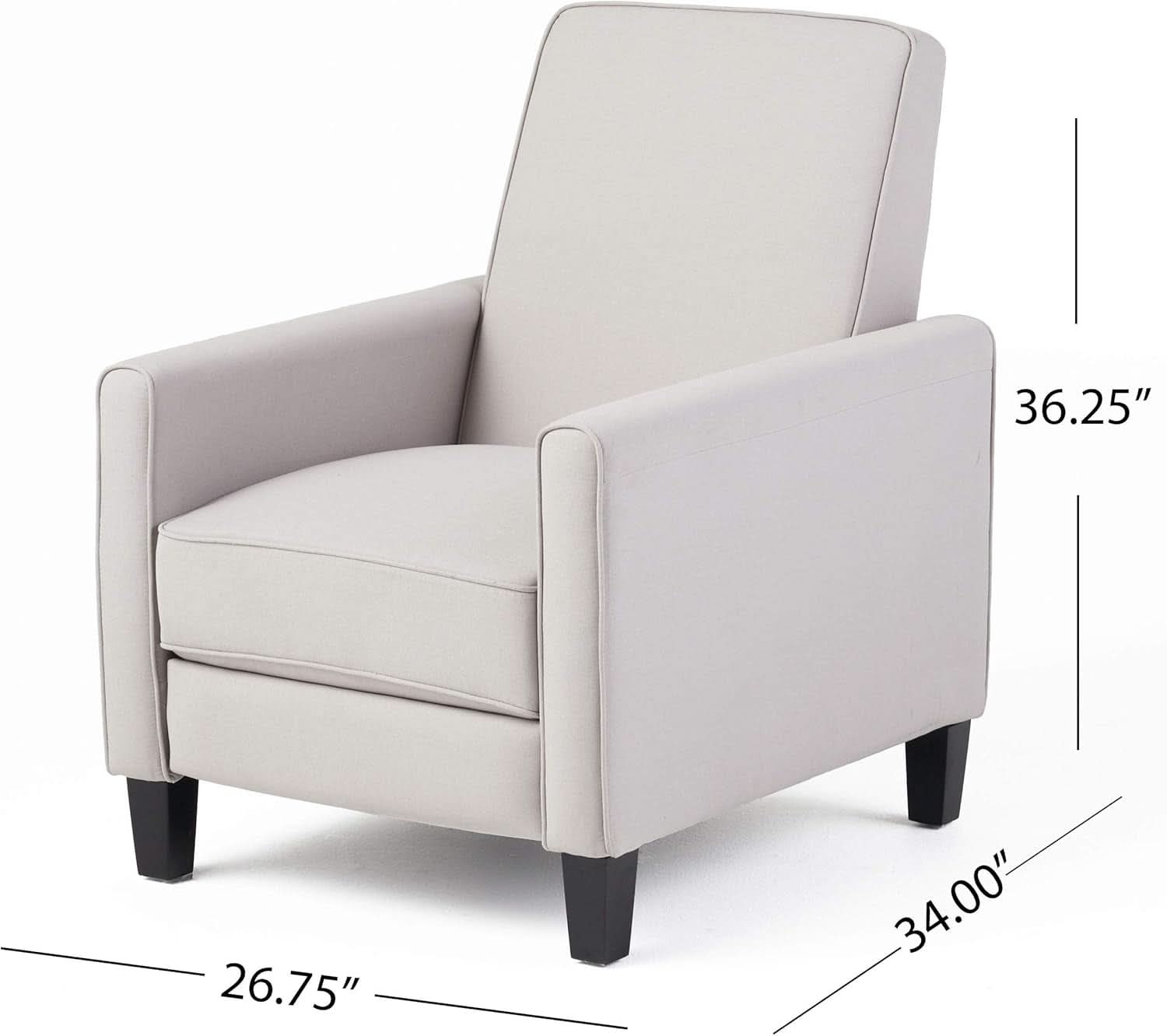 Light Gray Fabric Recliner Set 2 Low Profile Chairs